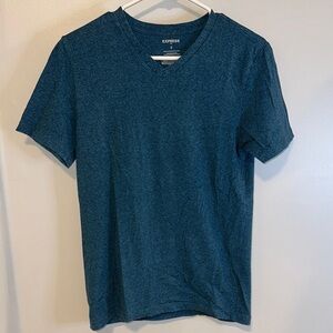 Express Men's Teal V-Neck Tee